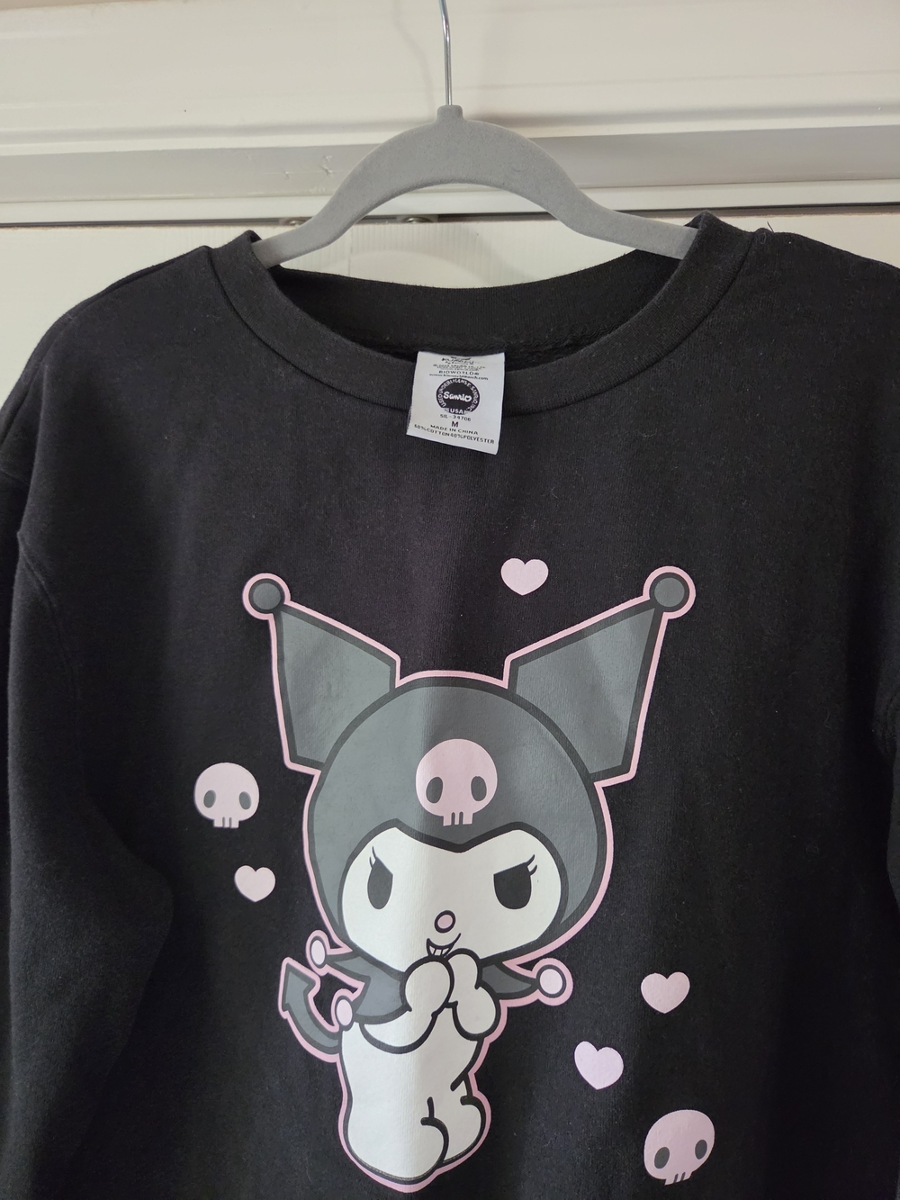 Sanrio Kuromi Black Crewneck Sweatshirt with Pink Graphic - Picture 4 of 5